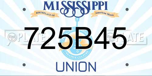 725B45 Mississippi License Plate