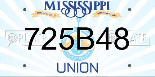725B48 Mississippi License Plate