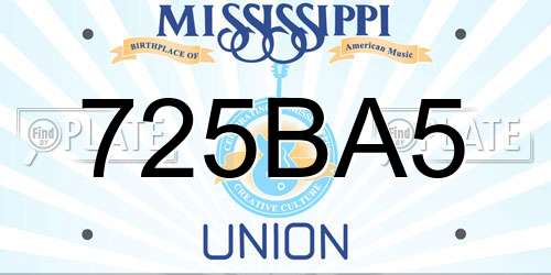 725BA5 Mississippi License Plate