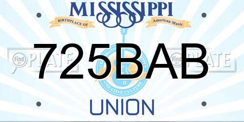 725BAB Mississippi License Plate