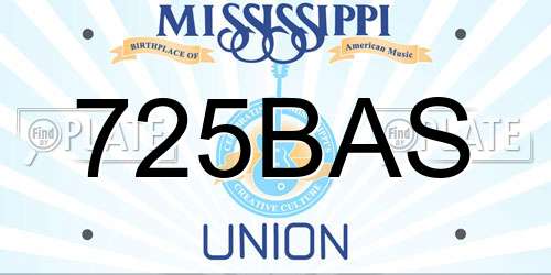 725BAS Mississippi License Plate