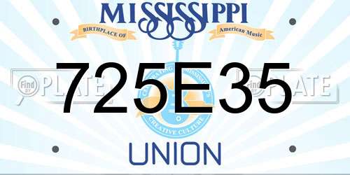 725E35 Mississippi License Plate