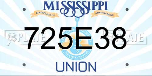 725E38 Mississippi License Plate