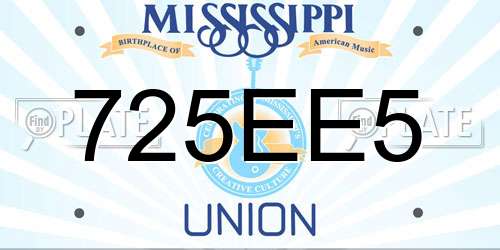 725EE5 Mississippi License Plate