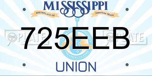 725EEB Mississippi License Plate