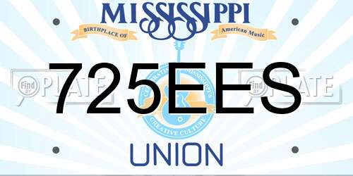 725EES Mississippi License Plate