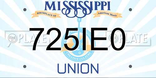 725IE0 Mississippi License Plate