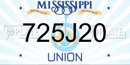 725J20 Mississippi License Plate