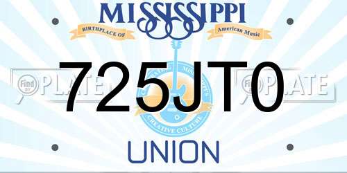 725JT0 Mississippi License Plate