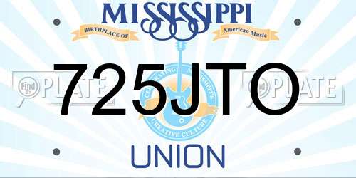 725JTO Mississippi License Plate