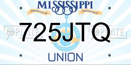 725JTQ Mississippi License Plate