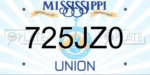 725JZ0 Mississippi License Plate