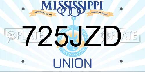 725JZD Mississippi License Plate