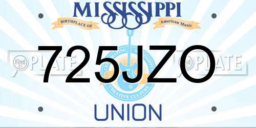 725JZO Mississippi License Plate