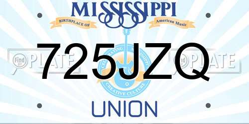 725JZQ Mississippi License Plate
