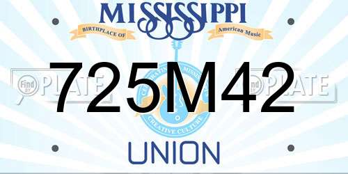 725M42 Mississippi License Plate