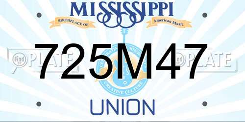 725M47 Mississippi License Plate