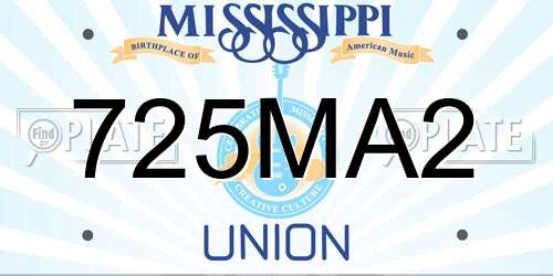 725MA2 Mississippi License Plate
