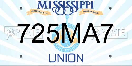 725MA7 Mississippi License Plate
