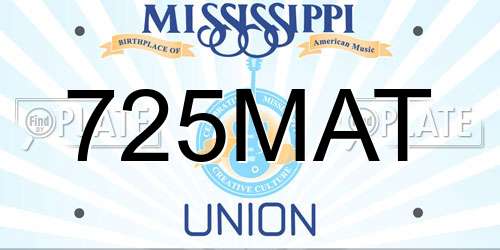725MAT Mississippi License Plate