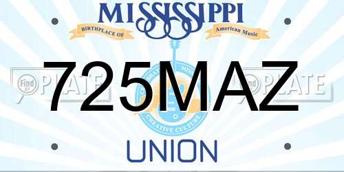 725MAZ Mississippi License Plate
