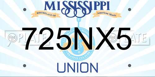 725NX5 Mississippi License Plate