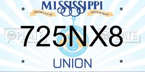 725NX8 Mississippi License Plate
