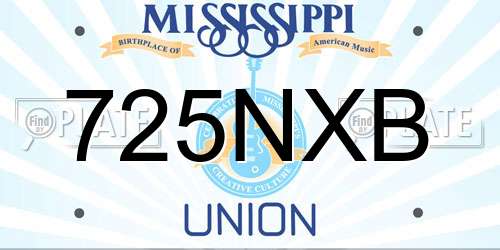 725NXB Mississippi License Plate
