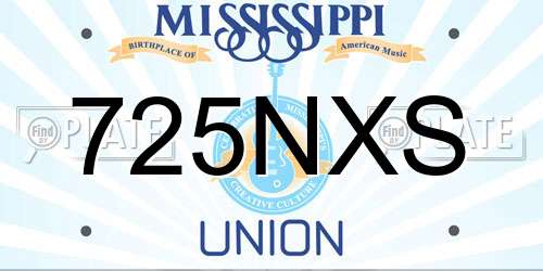 725NXS Mississippi License Plate