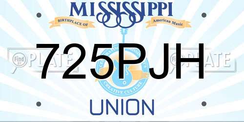 725PJH Mississippi License Plate