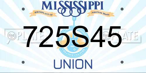 725S45 Mississippi License Plate