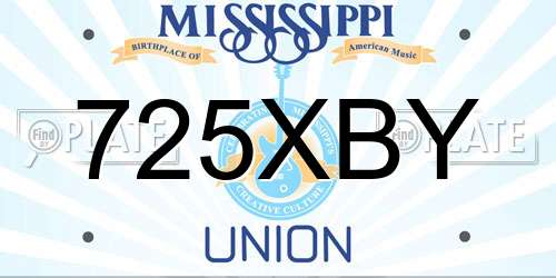 725XBY Mississippi License Plate