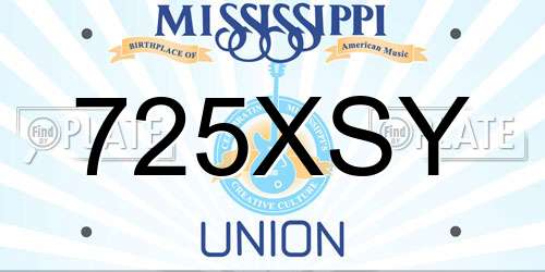 725XSY Mississippi License Plate