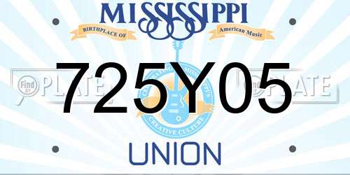 725Y05 Mississippi License Plate