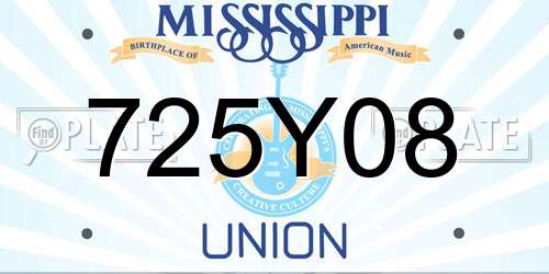 725Y08 Mississippi License Plate