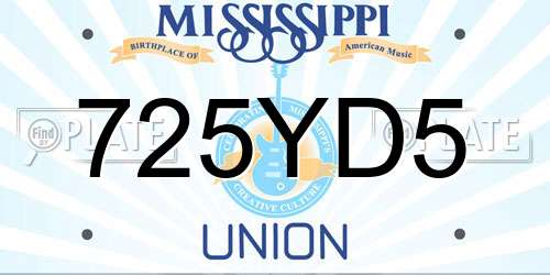 725YD5 Mississippi License Plate