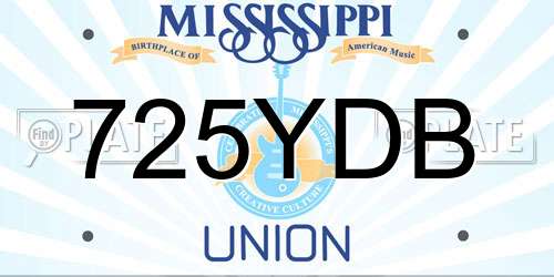 725YDB Mississippi License Plate