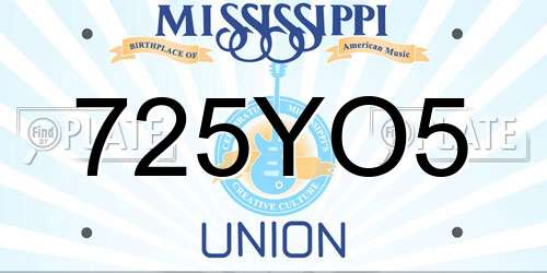 725YO5 Mississippi License Plate