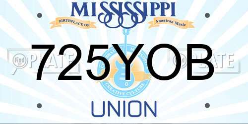 725YOB Mississippi License Plate