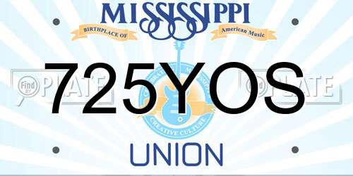 725YOS Mississippi License Plate