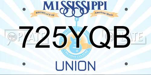725YQB Mississippi License Plate