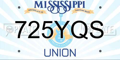 725YQS Mississippi License Plate