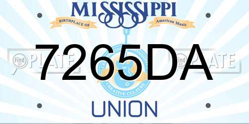 7265DA Mississippi License Plate