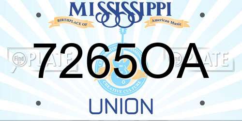 7265OA Mississippi License Plate