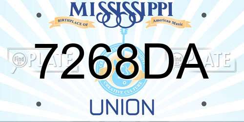 7268DA Mississippi License Plate