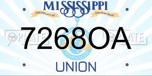7268OA Mississippi License Plate