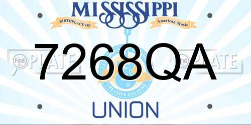 7268QA Mississippi License Plate