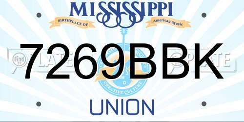 7269BBK Mississippi License Plate