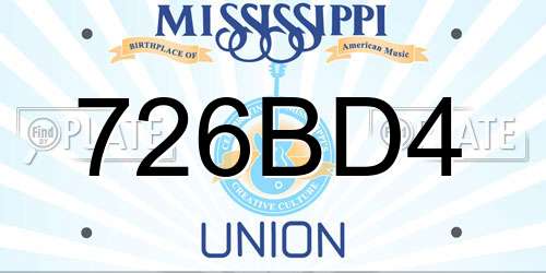 726BD4 Mississippi License Plate