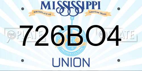 726BO4 Mississippi License Plate